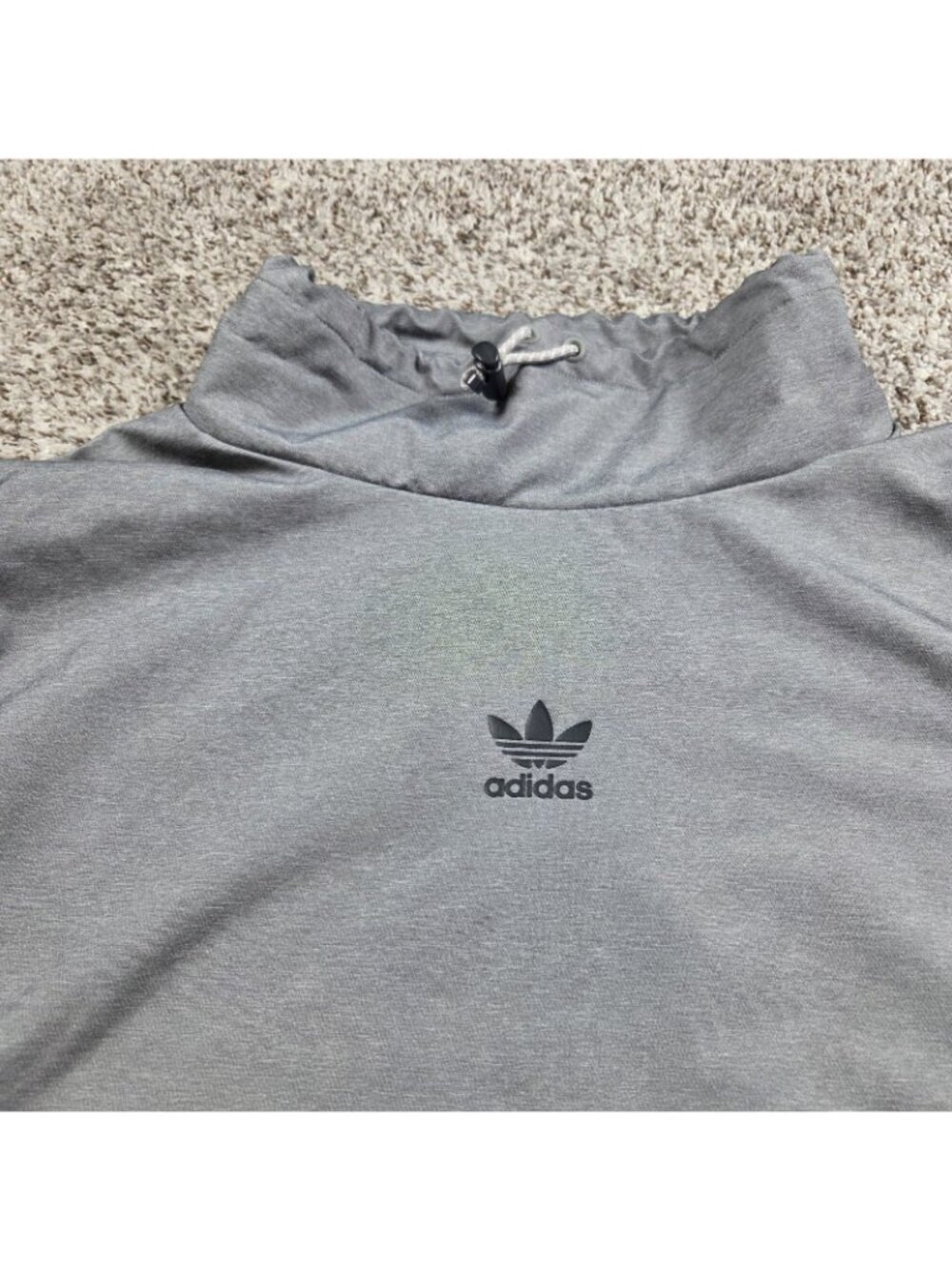 Adidas Jacket Mens Large Gray Taped Mock Neck Pullover - Picture 2 of 7